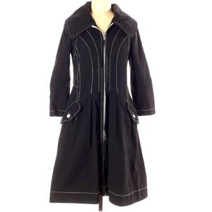 Richard Chai Black White Stitch Contrast Overcoat women’s size 8 structured